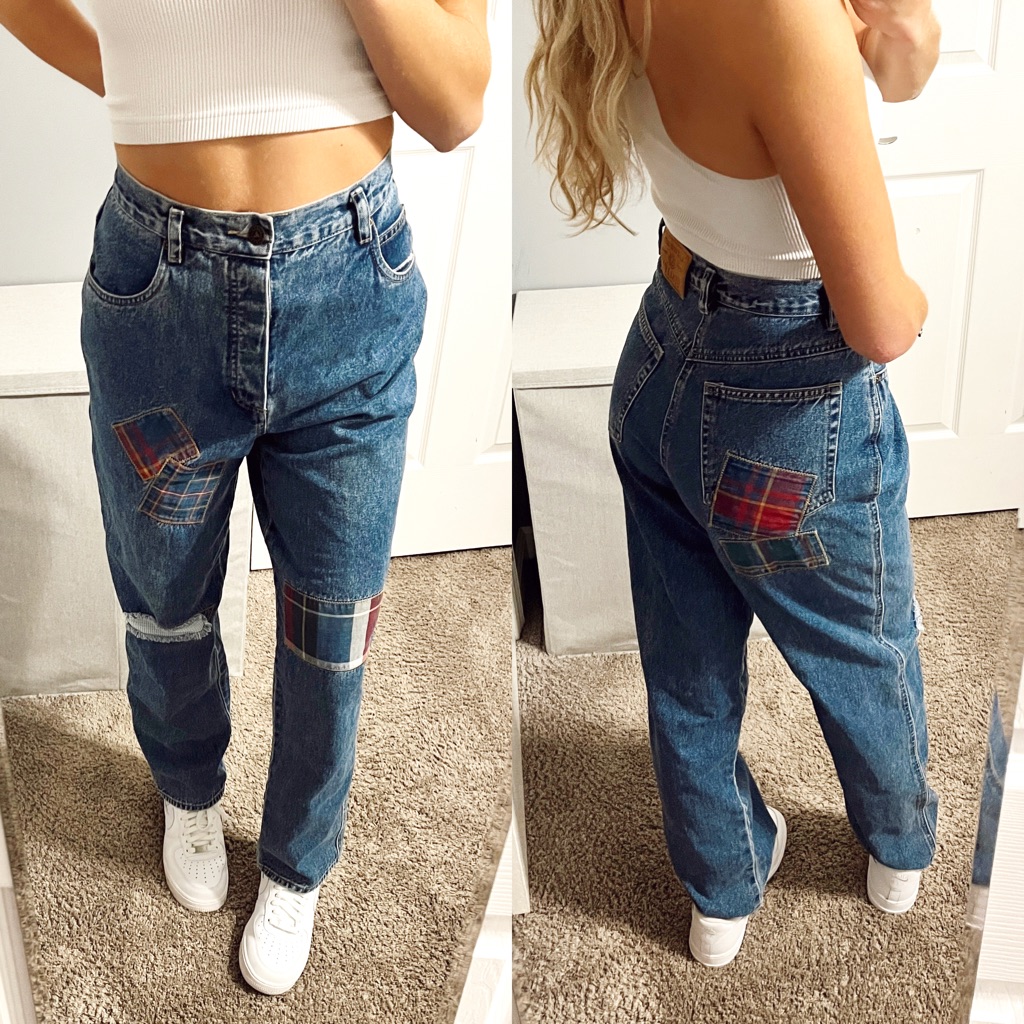 Lizwear Vintage Patchwork Straight Leg Jeans